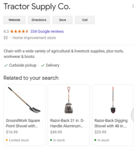 Example of Google Merchant Center Local Inventory