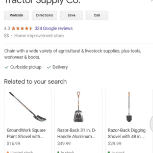 Example of Google Merchant Center Local Inventory